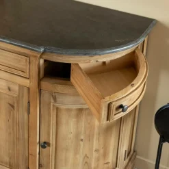 Made in Meubles Buffet<Buffet arrondi en vieux pin et pierre bleue Garance