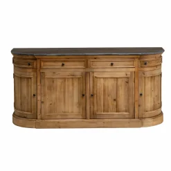 Made in Meubles Buffet<Buffet arrondi en vieux pin et pierre bleue Garance