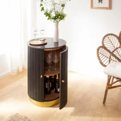 Made in Meubles Buffet|Meuble Bar<Buffet bar en bois de manguier et marbre Isaac