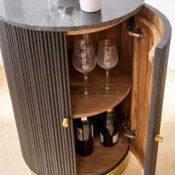 Made in Meubles Buffet|Meuble Bar<Buffet bar en bois de manguier et marbre Isaac