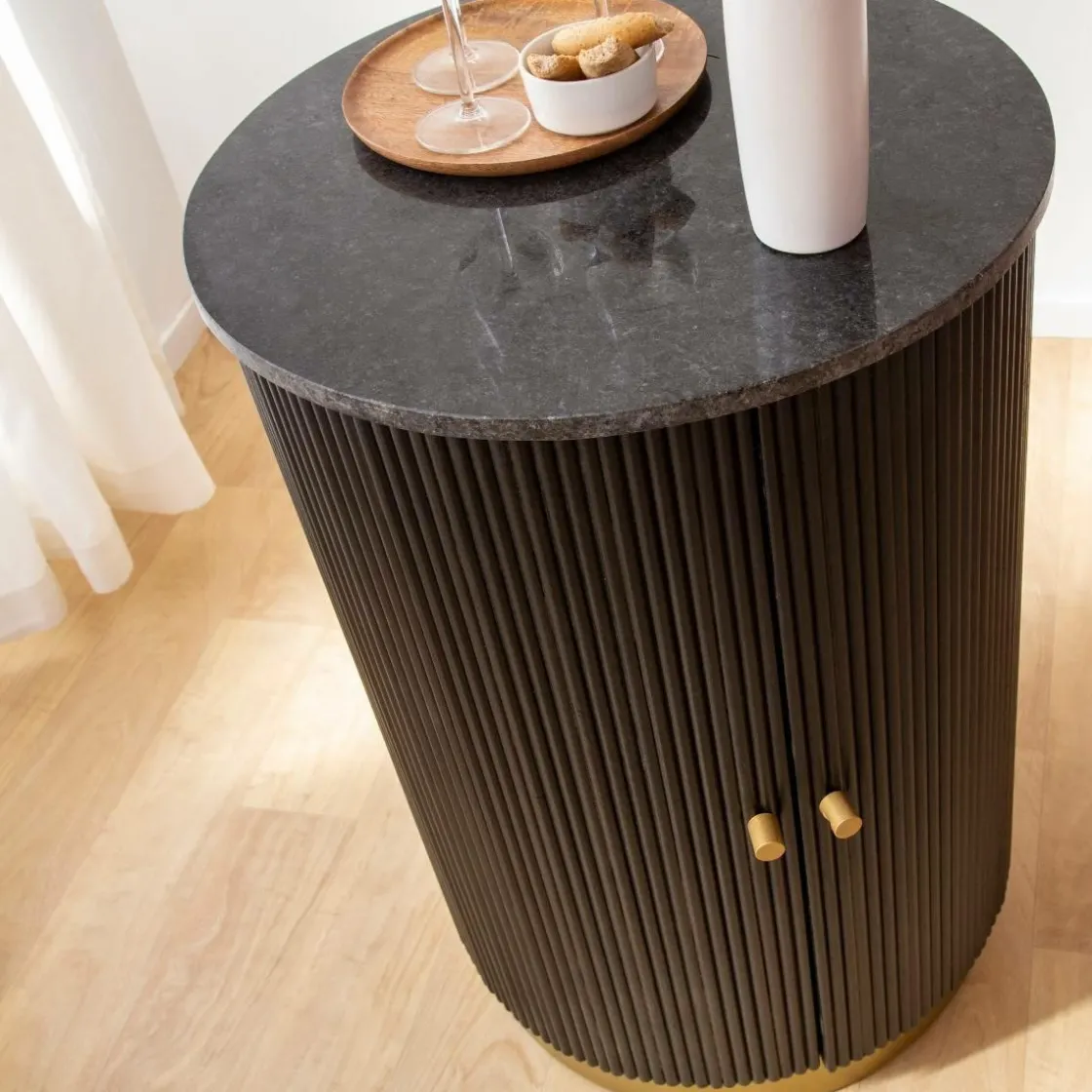 Made in Meubles Buffet|Meuble Bar<Buffet bar en bois de manguier et marbre Isaac