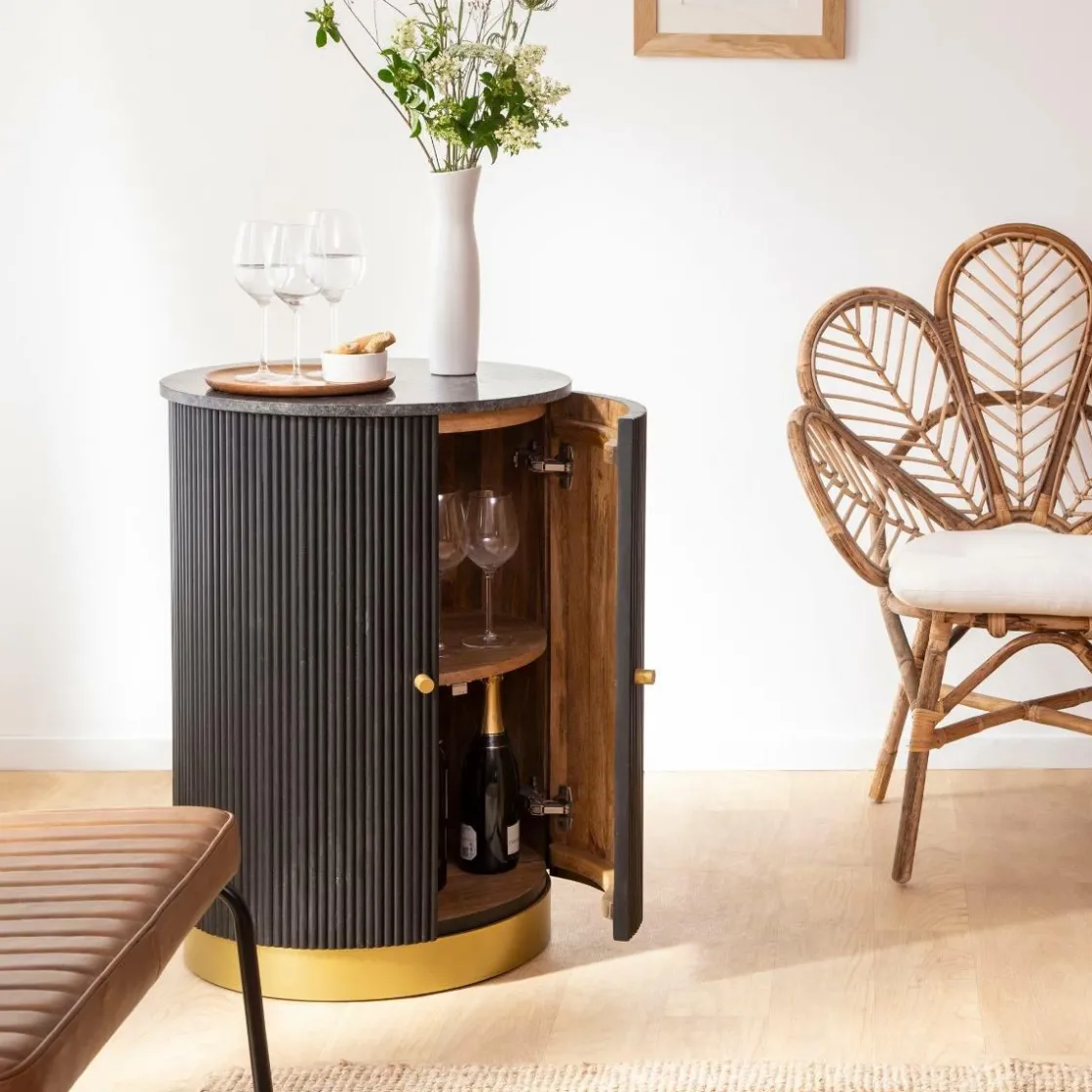 Made in Meubles Buffet|Meuble Bar<Buffet bar en bois de manguier et marbre Isaac