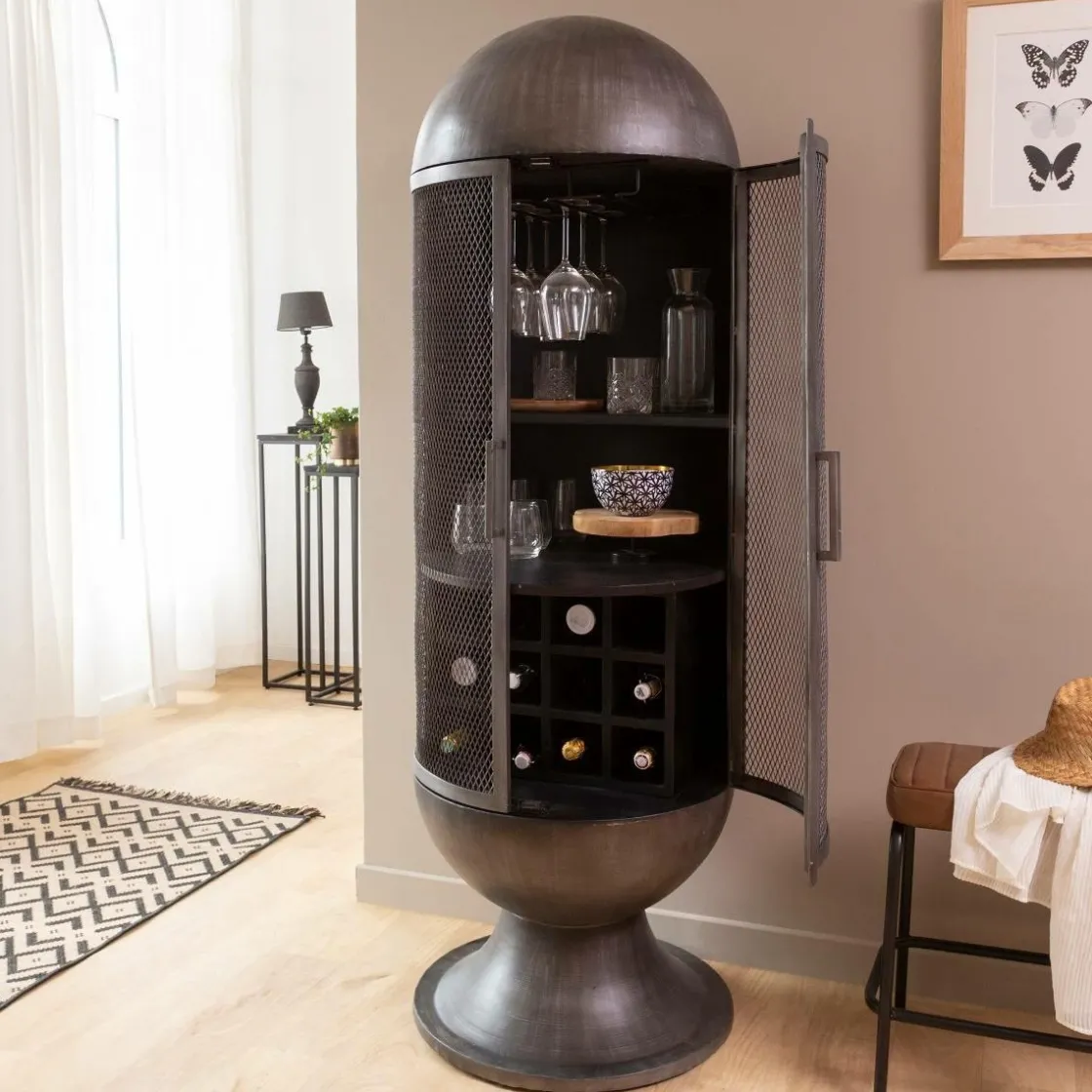 Made in Meubles Buffet|Meuble Bar<Buffet bar en métal Locker