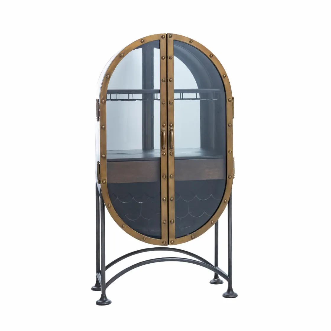 Made in Meubles Meuble Bar|Vitrine<Buffet bar en métal noir et doré Janelle