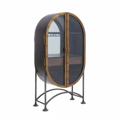 Made in Meubles Meuble Bar|Vitrine<Buffet bar en métal noir et doré Janelle