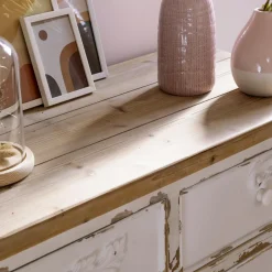 Made in Meubles Buffet<Buffet blanc en pin massif brossé Bastille