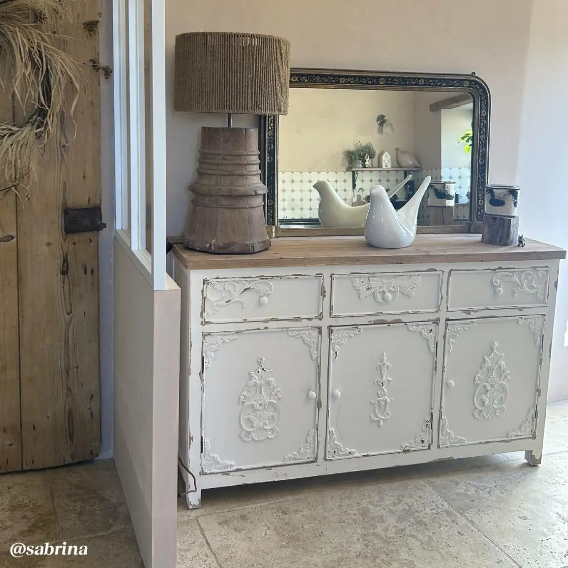 Made in Meubles Buffet<Buffet blanc en pin massif brossé Bastille