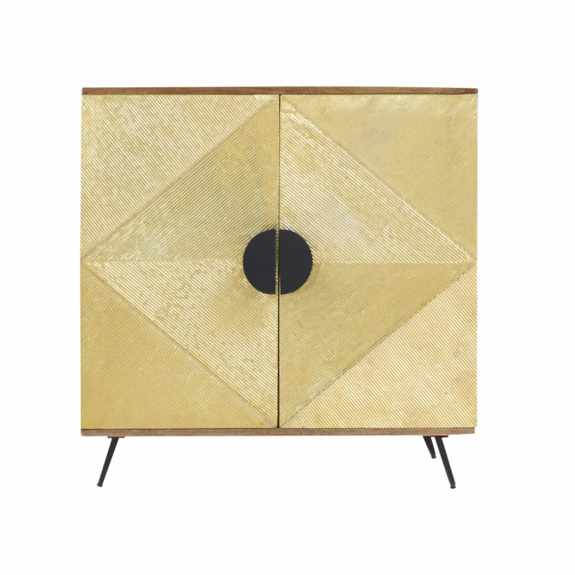 Made in Meubles Buffet<Buffet carré en bois de manguier et feuille de laiton Gisèle