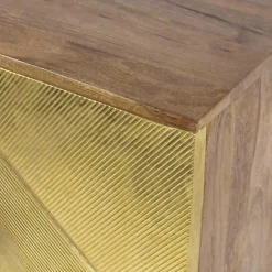 Made in Meubles Buffet<Buffet carré en bois de manguier et feuille de laiton Gisèle