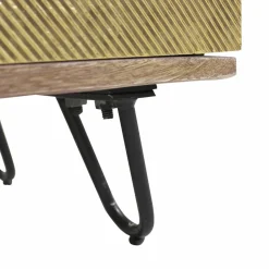 Made in Meubles Buffet<Buffet carré en bois de manguier et feuille de laiton Gisèle