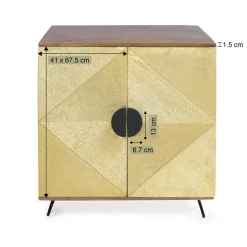 Made in Meubles Buffet<Buffet carré en bois de manguier et feuille de laiton Gisèle