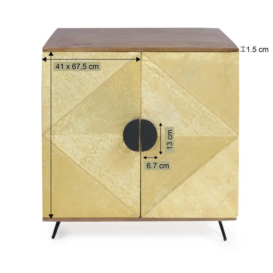 Made in Meubles Buffet<Buffet carré en bois de manguier et feuille de laiton Gisèle