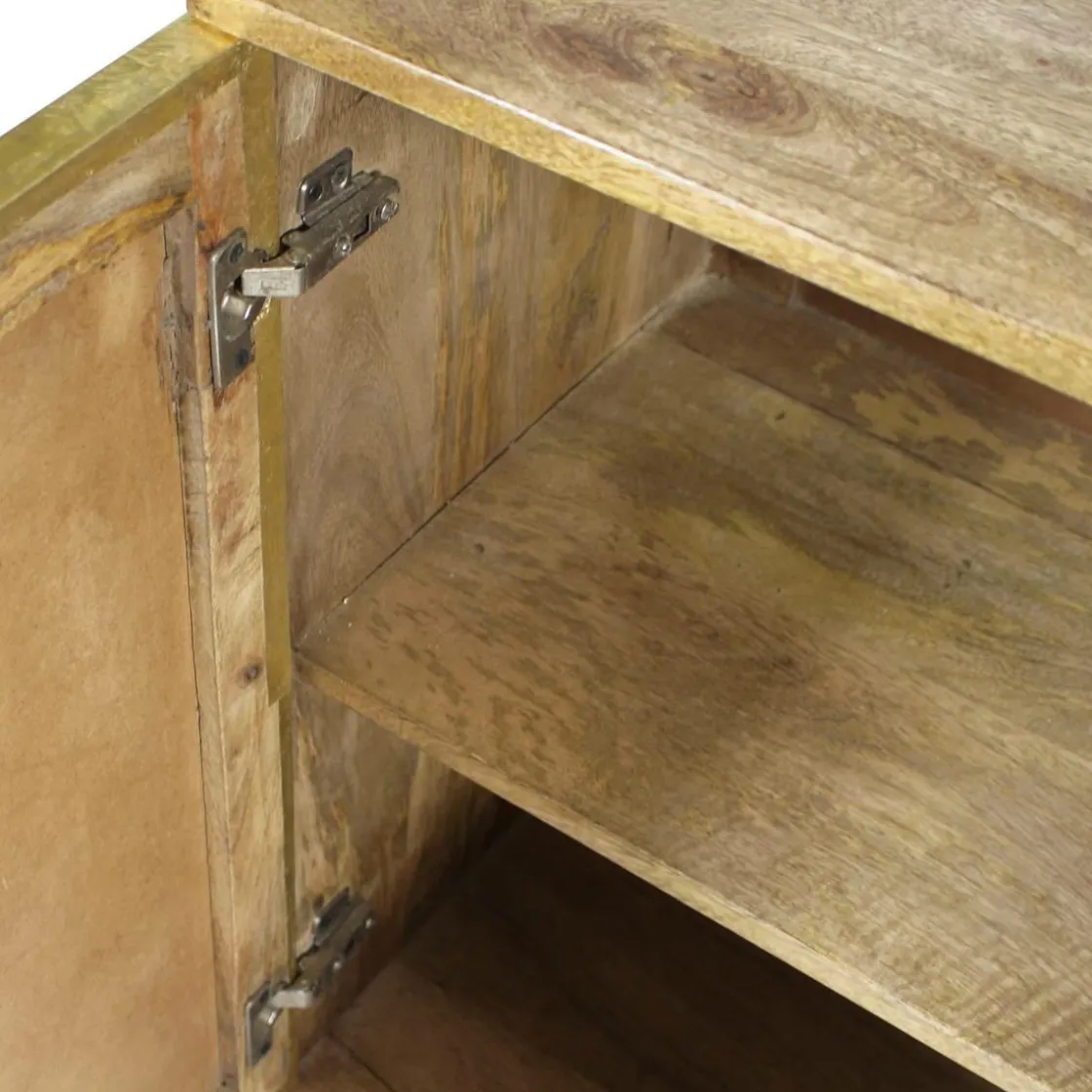 Made in Meubles Buffet<Buffet carré en bois de manguier et feuille de laiton Gisèle