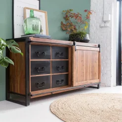 Made in Meubles Buffet<Buffet en bois d'acacia avec porte coulissante Havana
