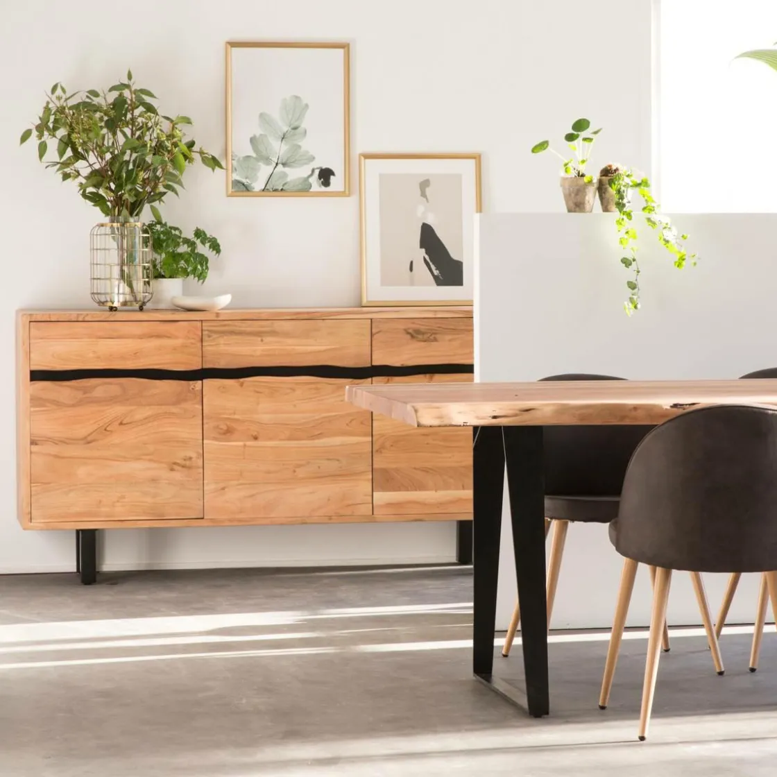 Made in Meubles Buffet<Buffet en bois d'acacia et métal Mahé