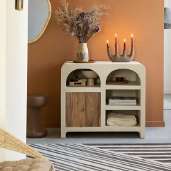 Made in Meubles Buffet<Buffet en bois d'acacia et bois effet béton Dalva