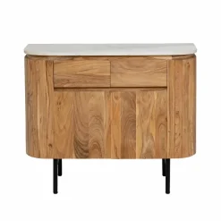 Made in Meubles Buffet<Buffet en bois d'acacia et en marbre blanc Rick