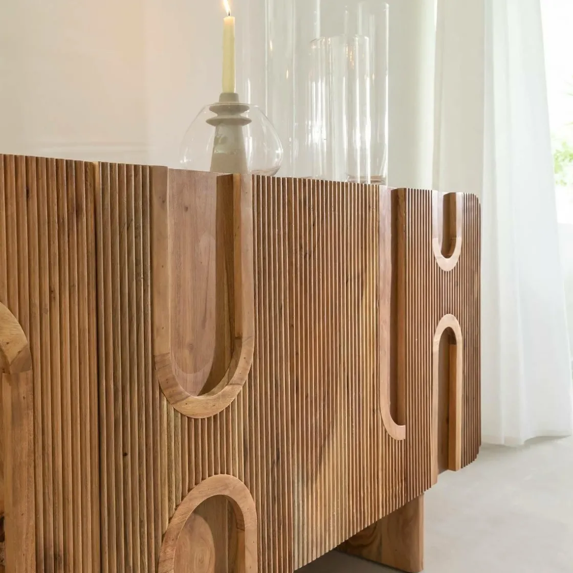 Made in Meubles Buffet|Meuble Sous Vasque<Buffet en bois d'acacia foncé Tilio