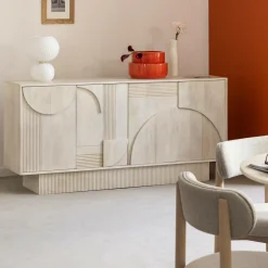 Made in Meubles Buffet<Buffet en bois de manguier blanchi Miliam