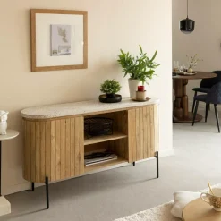 Made in Meubles Buffet|Meuble Sous Vasque<Buffet en bois de manguier et terrazzo Lou