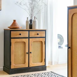 Made in Meubles Buffet<Buffet en bois de manguier et cannage Ezra