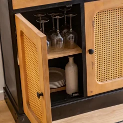 Made in Meubles Buffet<Buffet en bois de manguier et cannage Ezra