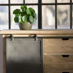 Made in Meubles Buffet<Buffet en bois de manguier brossé et métal gris foncé Helsinki