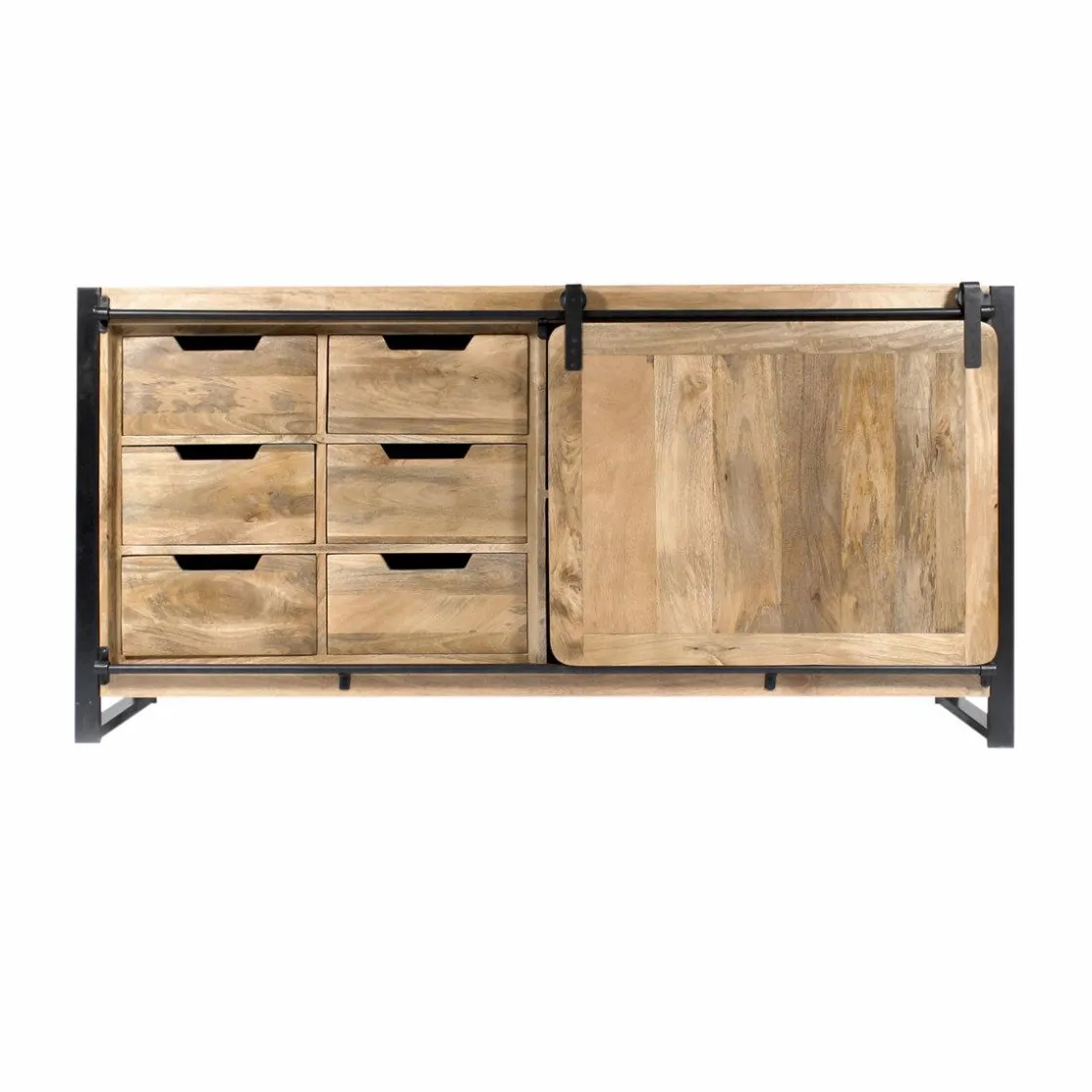 Made in Meubles Buffet<Buffet en bois de manguier avec porte coulissante New-York