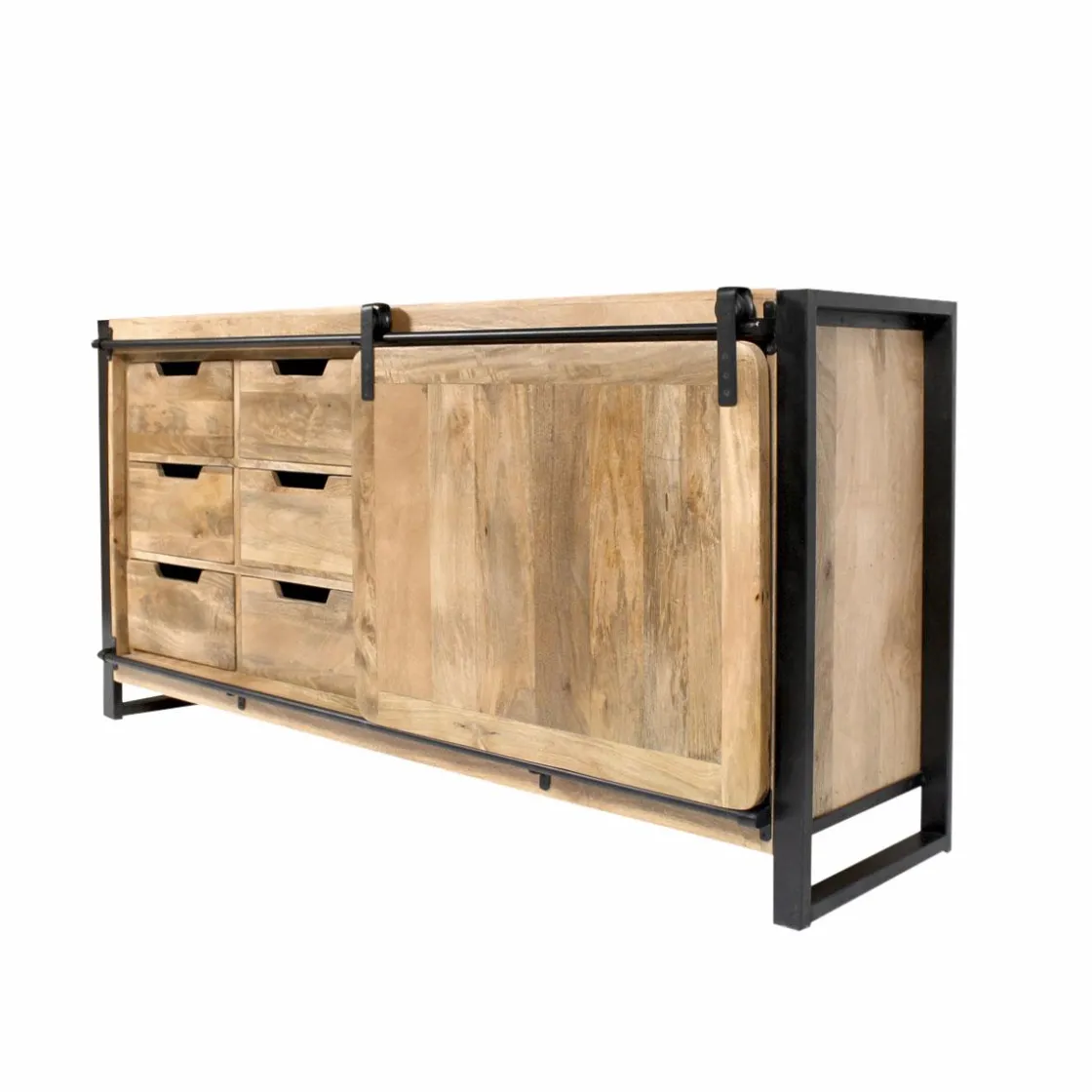 Made in Meubles Buffet<Buffet en bois de manguier avec porte coulissante New-York