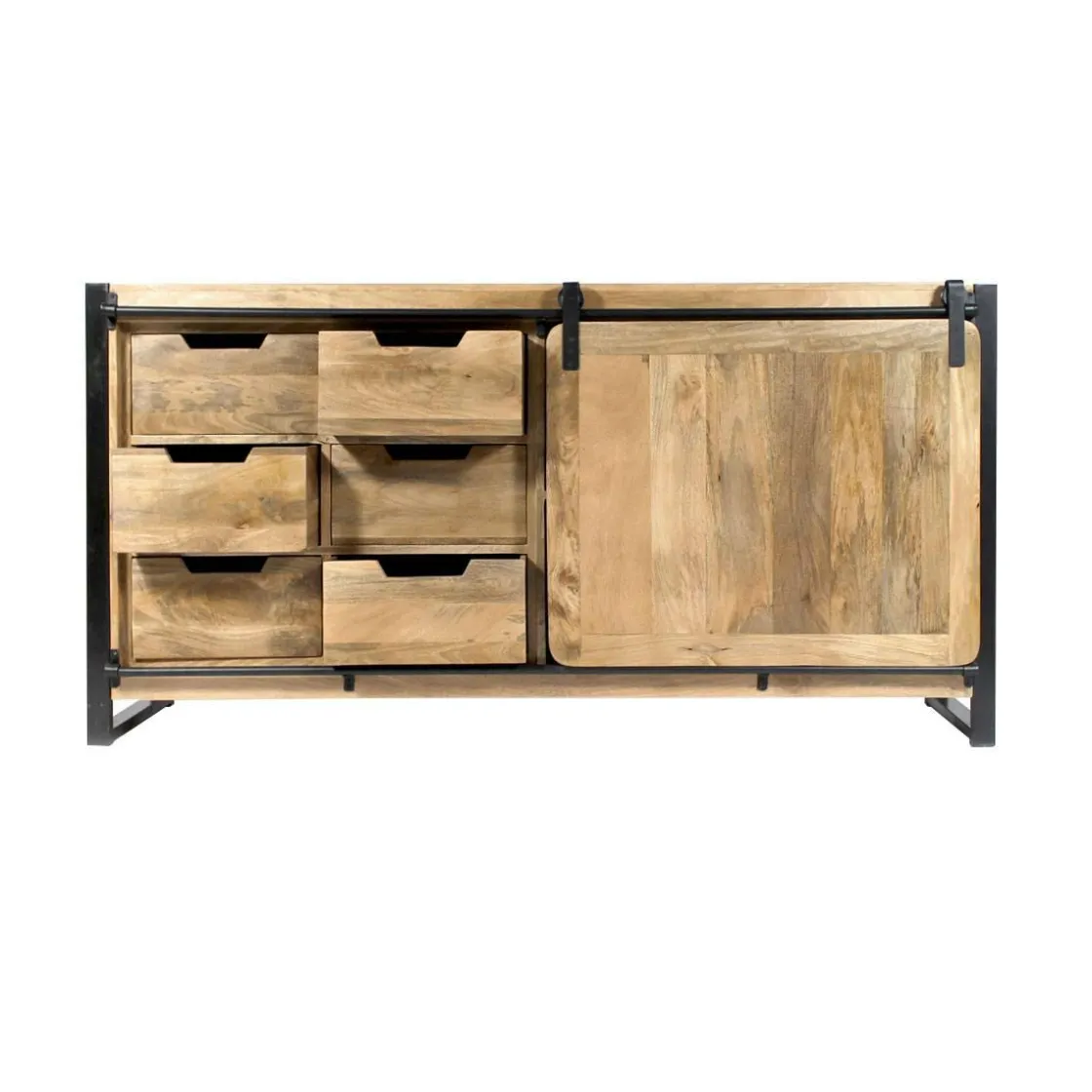 Made in Meubles Buffet<Buffet en bois de manguier avec porte coulissante New-York