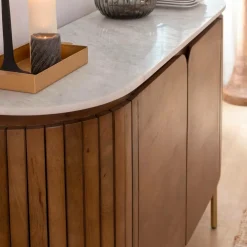 Made in Meubles Buffet<Buffet en bois de manguier et marbre Sienne