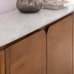 Made in Meubles Buffet<Buffet en bois de manguier et marbre Sienne