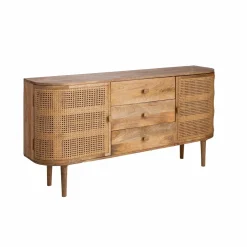 Made in Meubles Buffet<Buffet en bois de manguier et cannage Palma