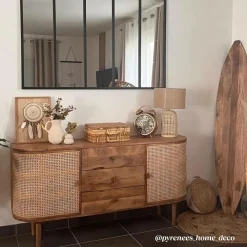 Made in Meubles Buffet<Buffet en bois de manguier et cannage Palma