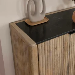 Made in Meubles Buffet<Buffet en bois de manguier et marbre noir Riley