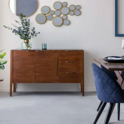 Made in Meubles Buffet<Buffet en bois de manguier et marbre noir Roch