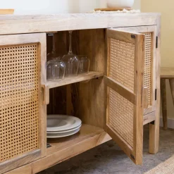 Made in Meubles Buffet<Buffet en bois de manguier et cannage Julietta