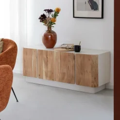 Made in Meubles Buffet<Buffet en bois de manguier blanchi et portes en acacia Mary