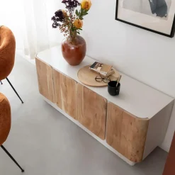 Made in Meubles Buffet<Buffet en bois de manguier blanchi et portes en acacia Mary