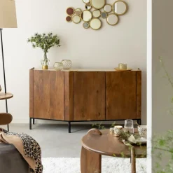 Made in Meubles Buffet<Buffet en bois de manguier et travertin Azure