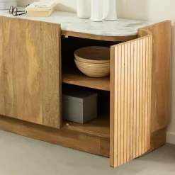 Made in Meubles Buffet<Buffet en bois de manguier et marbre Adler