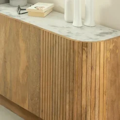 Made in Meubles Buffet<Buffet en bois de manguier et marbre Adler