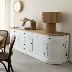 Made in Meubles Buffet<Buffet en bois recyclé blanchi 225 cm Garance