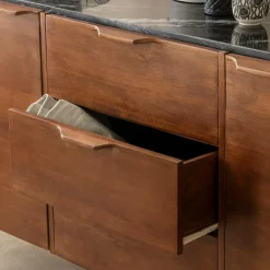 Made in Meubles Buffet<Buffet en marbre noir et bois de manguier Roch