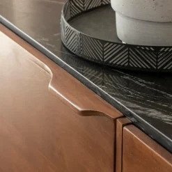 Made in Meubles Buffet<Buffet en marbre noir et bois de manguier Roch