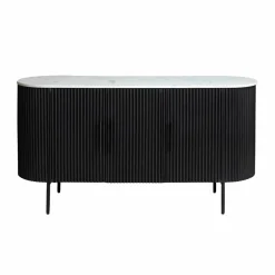 Made in Meubles Buffet<Buffet en métal et marbre blanc Mona