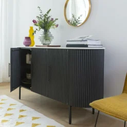 Made in Meubles Buffet<Buffet en métal et marbre blanc Mona