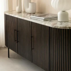 Made in Meubles Buffet<Buffet en métal et marbre Alfred