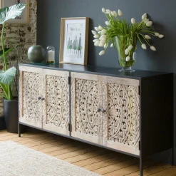Made in Meubles Buffet<Buffet enfilade en bois de manguier blanchi Lila