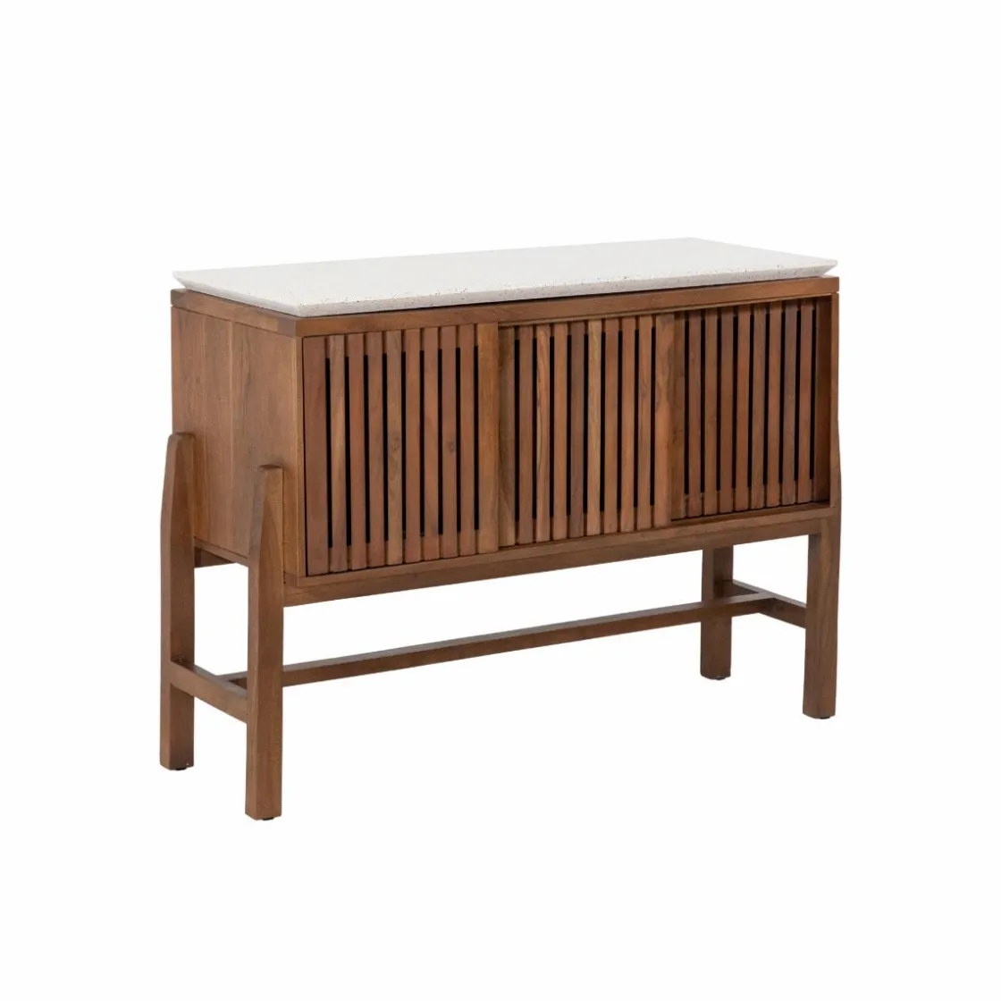 Made in Meubles Buffet|Meuble Sous Vasque<Buffet haut en bois d'acacia et terrazzo Kaelis